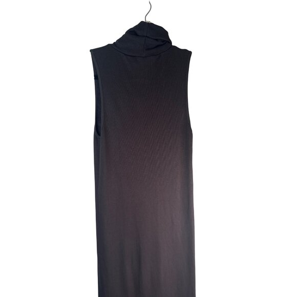 ZARA Sleek Deep Small  Brown Turtleneck Midi Bodycon Dress Stretch Fabric - Picture 9 of 14